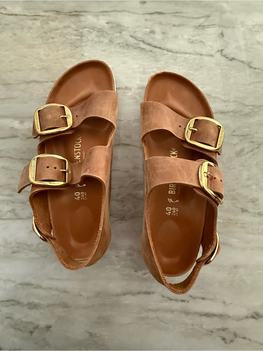 Birkenstock BIG BUCKLE leather two-strap sandals